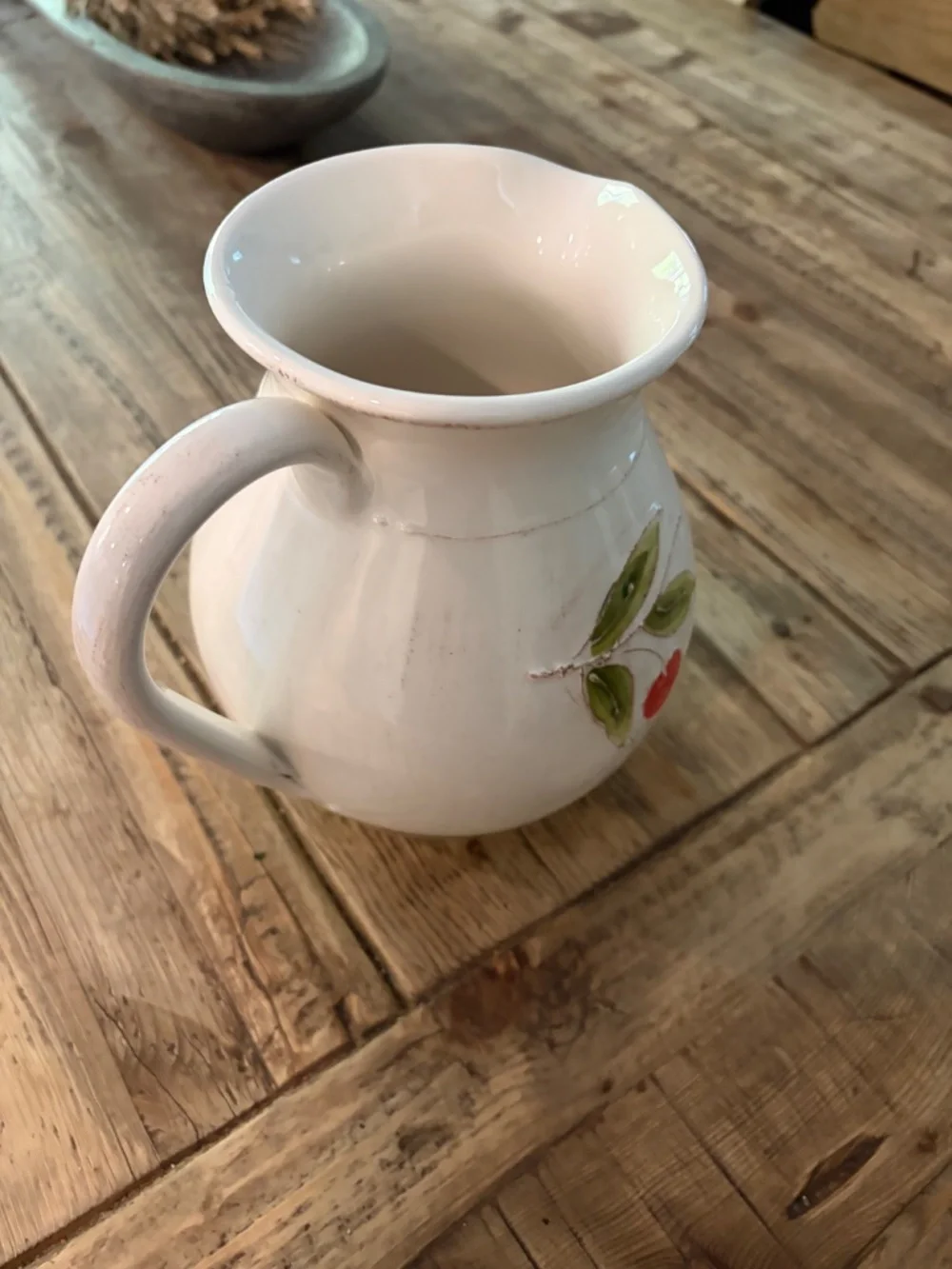 Crate and Barrel Ceramic Water Juice Pitcher CHERRY MADE IN ITALY